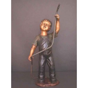 Bronze Fountain Boy w/ Water Hose Garden Art Sculpture   231970347729